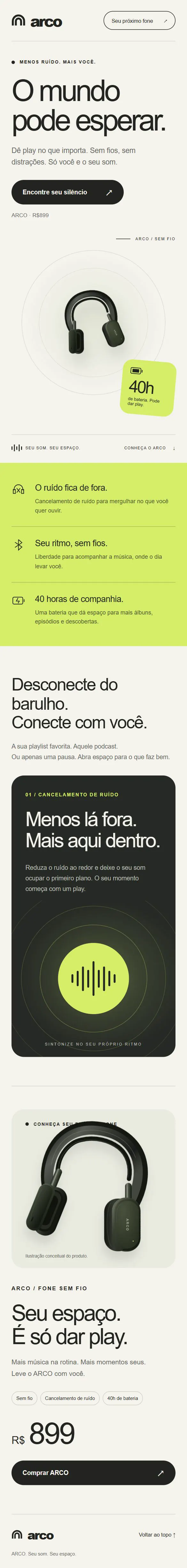 A página inteira feita sem skill, descendo dentro do celular